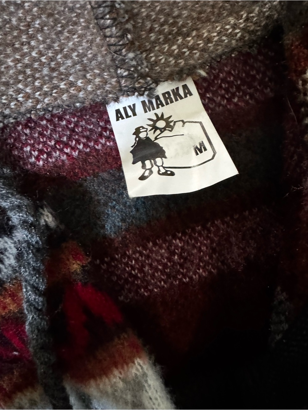 Aly Marka Aztec Light Gray Hooded Zip Sweater with Multicolor Fair Isle Accents - Picture 5 of 6
